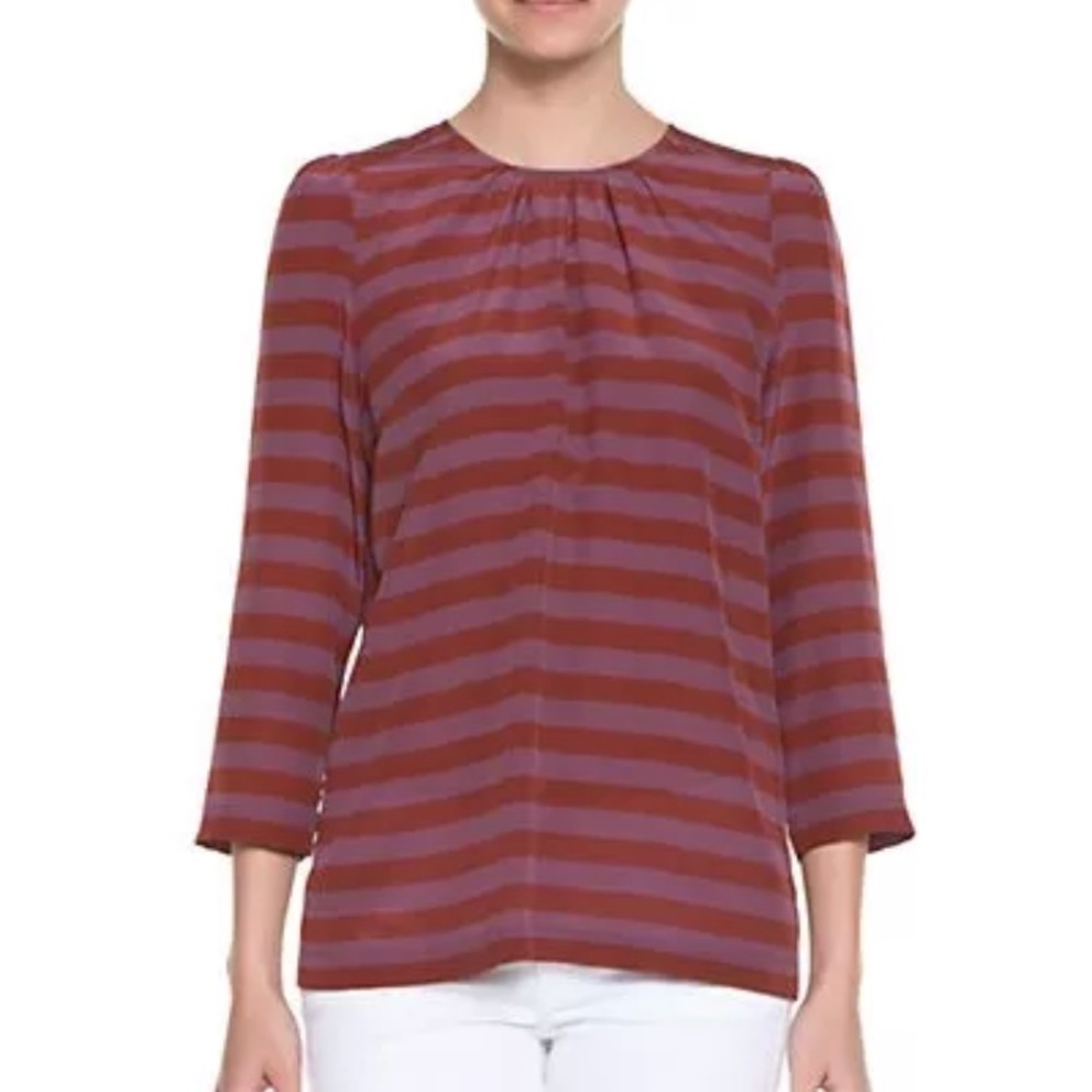 TEGAN SILK STRIPES BLOUSE FR BLOOMINGDALES SIZE 0